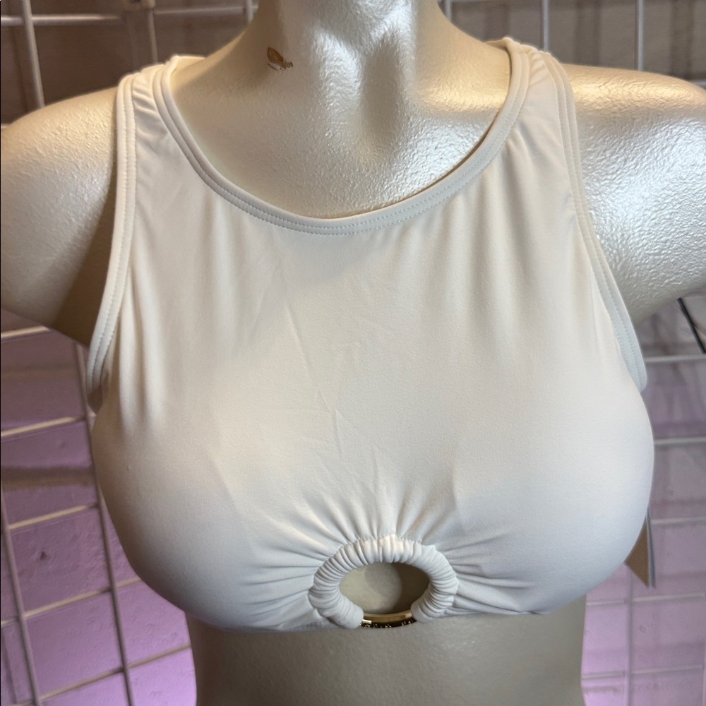 Michael Kors White Bikini Top with Ring Detail